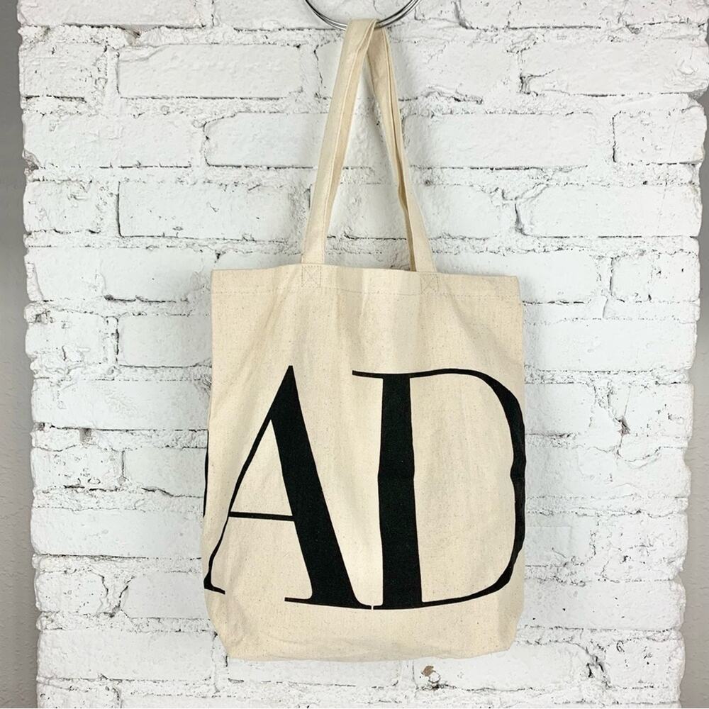 Architectural Digest Canvas Cream Black AD Tote Bag Purse